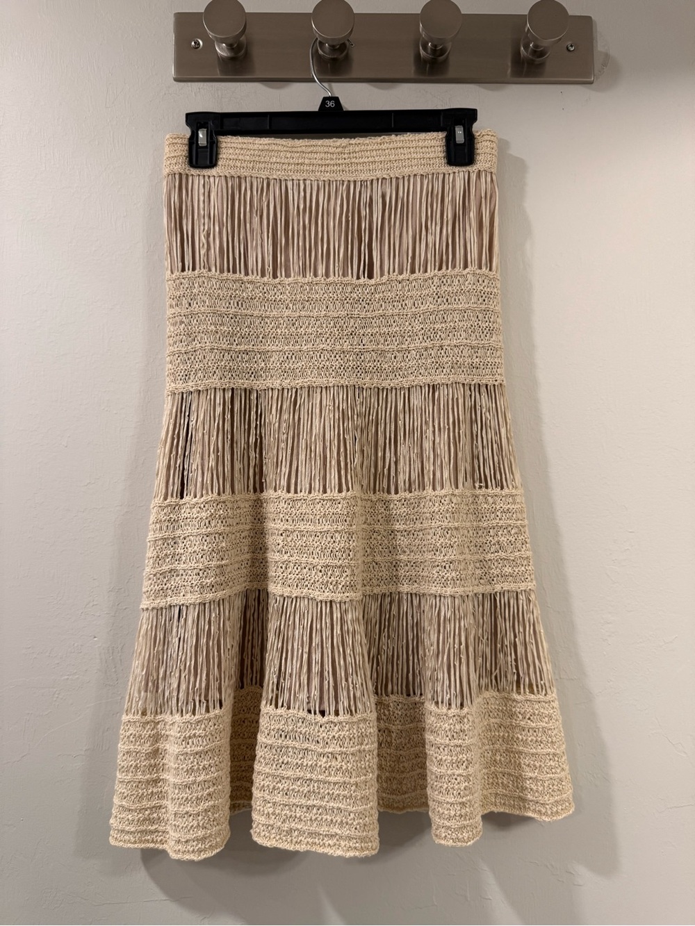 Marc Jacobs Cream Crochet Fringe A-Line Skirt